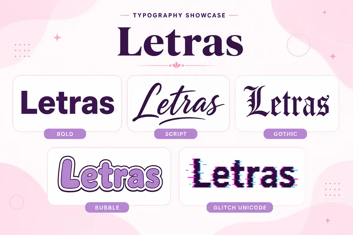 Tipos de letras diferentes disponíveis no gerador de fontes personalizadas